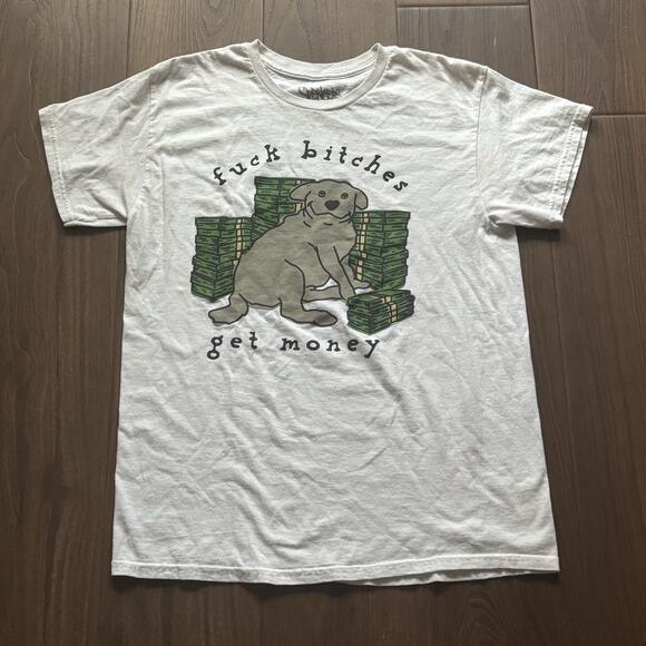 Spencer’s Get Money T-shirt Size Medium Dog Money Graphic White - Picture 1 of 6